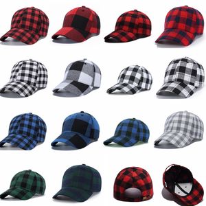 Karierte Mütze Baseballmütze Baumwolle Plaid Snapback Caps Unisex Hip-Hop Verstellbare Kappe Lässige Outdoor-Kopfbedeckung Hüte 14 Farben GGA1079