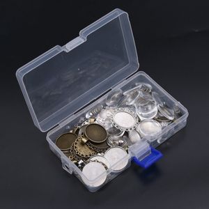 Wholesale bezel set pendants resale online - 64pieces pendant set oval pendant trays and round bezels with glass cabochon round clear dome tiles for crafting diy jew