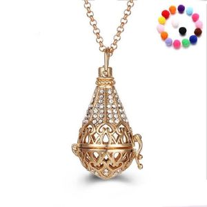 new bell pearl accessories Necklace Locket Essential Oil Diffuser Necklaces Hollow out Locket Cage Pendant Necklace