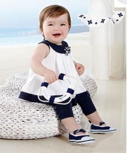 Moda Toddler Baby Girls Lato Koszulki Koszule Topy + Spodnie 2 Sztuk / Set Stroje Kostium 0-3years Ubrania Najwyższej jakości