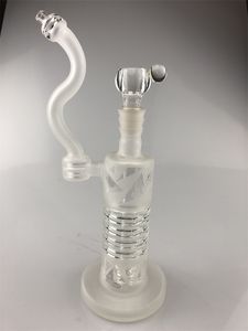 Glass hookah, frosted carved oil rig smoking pipe, 18mm joint factory direct price concessions