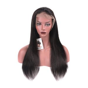 Perucas de cabelo humano dianteiro brasileiro para as mulheres peruca reta com cabelo de bebê Natural styline full fins negros