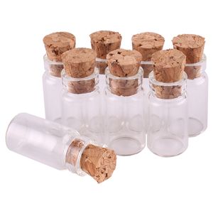 Size 11*22*6.5mm 1ml Mini Glass Wishing Bottles Tiny Jars Vials With Cork Stopper 100pcs