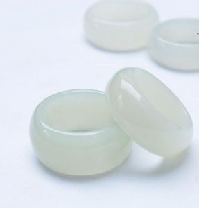 Naturalny Hetian Jade Pierścień Męskie Białe Jade Materiał Siewowy Złoto Inkrustowany Jadeit Ring Mężczyźni i Kobiety Jade Ringfree Wysyłka