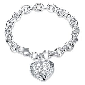 Whole Mixed Order 925 Sterling Silver Plated Heart Pendant Charm Bracelet Bangles Fashion Party Jewelry Valentines Day2555