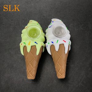 Mini 4.30 inch ice cream glass oil burner pipe super delicious party essential silicone smoking pipes dab bong cool style