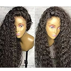 360 Lace Frontal Water Wave Human Hair Wigs-Glueless 150% Densitet Kinky Curly Brazilian Virgin Remy Full Front Pärlor för svart kvinna 14inch