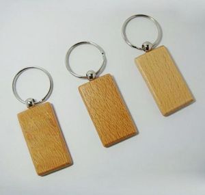 Wholesale 50pcs Blank Rectangle Wooden Key Chain DIY Promotion Customized Key Tags Promotional Gifts - Free Shipping