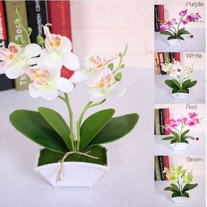NEW Artificial flower + vas Butterfly Orchid Flower Real Touch leaves Artificial Plants Overall Floral For Wedding Valentine's Day