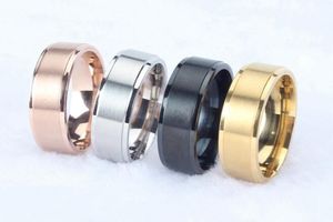 2018 hot sale 8 MM Mens Womens Titanium Aço Inoxidável Banda Anel com Top Escovado Plana Polido Borda Chanfrada EUA Tamanho 7-12