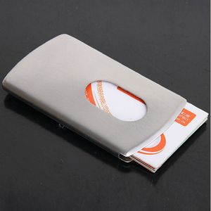 Business Card files Holder Pocket ID Credit Card Holders Case for Men Women Vogue Thumb Slide Out Stainless Steel Cover