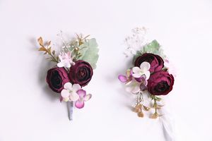 Forest Wedding Supplies Groom Bridal Bridesmaid Wrist Corsage Boutonnieres Romantic Boho Wedding Events Flowers2761