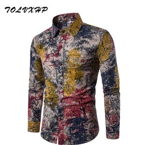 Ny Varumärke Kläder 2018 Mode Shirt Manlig Linklänning Slim Fit Tenn-Down Män Långärmad Mens Hawaiian Shirt Stora Storlekar