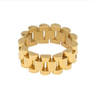 Uwin Top Quality Tamanho 8-12 Hip Hop Melodia Melodia Ehsani Banda Anel de Aço Inoxidável Cor de Ouro Presidente Watchband Link Style Ring