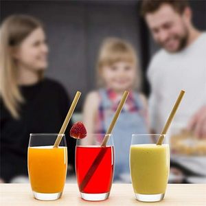 Wiederverwendbare Bambus-Trinkhalme für Kaffee, Tee, Cocktails, mit Reinigungsbürste für Zuhause, Geburtstag, Hochzeit, Party