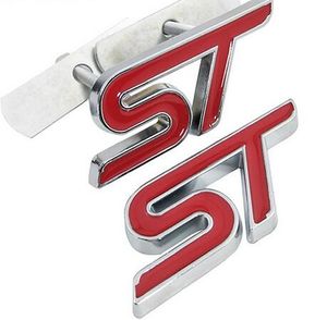 Metal Red Blue ST Front Grille Sticker Car Head Grill Emblem Badge Chrome Sticker for FORD FIESTA FOCUS MONDEO Auto Car Styling