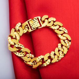 Massive Womens Mens Pulseira Link Chain 18K Amarelo Ouro Cheio Moda Pulseira Pulseira Presente 18 cm de comprimento