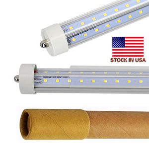 Tubo led da 8 piedi 96 '' 2,4 m a forma di V Singolo pin FA8 T8 Tubi luminosi a led Tubi a led per porta più fredda da 8 piedi 270 Angolo AC85-265V lampadina bianca fredda