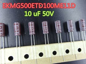 100 pçs / lote Capacitor eletrolítico de alumínio EKMG500ETD100ME11D 10 UF 50V