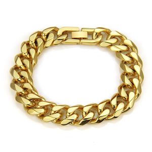 Fashion Design Men Cuban Chain Bracelets Hip Hop Gold Color Jewelry Punk Filling Pieces Men Cuban Bracelets For Men 22cm Long