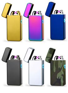 Double ARC Electric USB Lighter Rechargeable Plasma Windproof Pulse Flameless Cigarette lighter colorful charge usb lighters