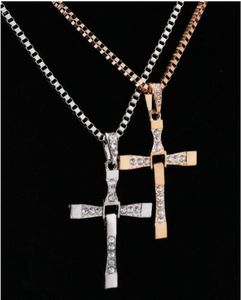 2017 Hot Alloy Diamond Cross Necklace Accessories Clavicle domineering men and women couple pendant jewelry TO238