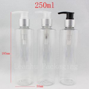 250ml x 20 garrafa de recipiente de xampu transparente e transparente com bomba 250cc de garrafas de plástico com loção de embalagem de cosmético distribuidor
