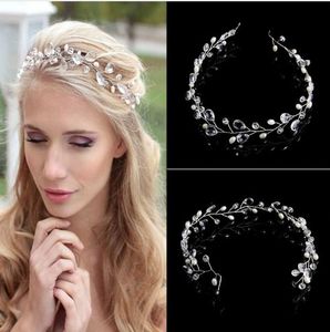 New Wedding Hair Accessories Clips Vintage Faux Crystal Pearl Tiara Drop Bridal Headband Flower HairPin Clips