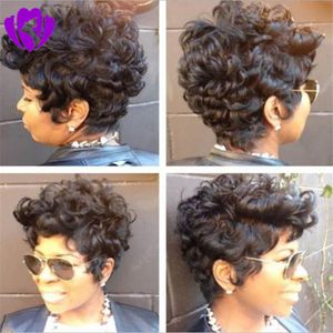 Популярный короткий парик в стиле боб с мягкими взлохмаченными кудрями, натуральный черный полностью синтетический парик для чернокожих женщин
