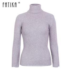 Fatika 2018 primavera outono inverno clássico camisola de turtleneck feminino pulôvers básico Slim Knit blusas manga longa jumpers tops s18100902