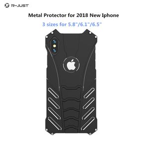 R-JUST Phone Cases for Iphone 15 14 11 12 13 Pro MAX XS XR Metal Aluminum Shockproof Dropproof Cover Armor anti-knock