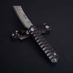 Kullager Fast Öppna Flipper Kniv Damaskus Stålblad Stenvaskstål Hantera EDC Pocket Knives