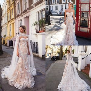 Milva Nova 2019 Mermiad Wedding Vestidos com envoltórios vestidos nupciais Sweetheart Lace Appliqued Camo vestido de noiva Robe de Mariée