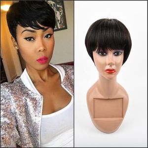 High quality Short Bob Wigs For Women Natural straight Wigs 4" Black 100% Remy Human Hair full Wig