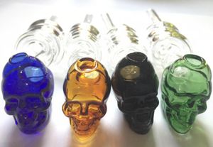 Colorful Helix Glass Skull Pipes Curved Glass Oil Burner Pipes Balancer Water Pipe Smoking Pipes Hookahs Bongs Smoking Accessories