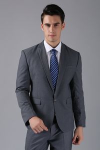 Senaste design Gray Men Suits Blazer Business Wedding Suits Slim Fit Prom Formal skräddarsydd smoking