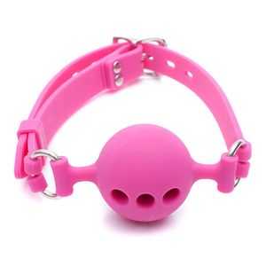 Free Shipping!S  M L Size Full Silicone Ball Gag for Women Adult Game Head Harness Mouth Gagged Bondage Restraints Sex Products Sex Toy