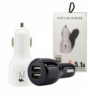 For iPhone X Samsung Galaxy S9 plus QC 3.0 Fast Car Charger 3.1A Quick Charge Dual Usb Port With Retail Package