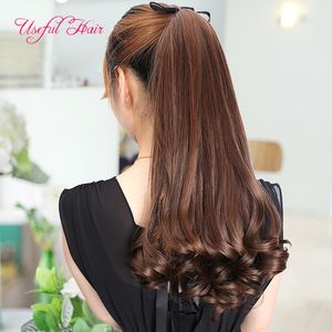 Syntetyczne włosy Ponytails Długa dama Ponytail Hair Extensions Girl Faliste Ponytails do Kręcko Pony Pony Do Czarnych Kobiet Klips