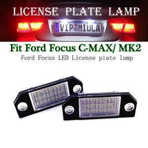 2 pçs / lote luz da matrícula para o foco do ford c-max 24 smd-3528 led lâmpadas de matrícula do carro auto placa de licença luzes para ford focus mk2