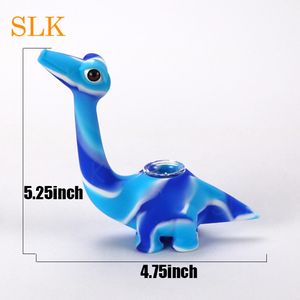 Water bubbler dinosaur pattern smoking pipes multiple 5.25" silicone bongs water pipe hand pipe cool design