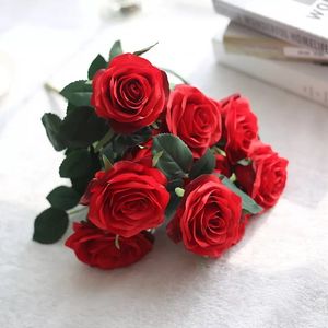 Konstgjord blommabukett för bröllop huvuden franska rose falska dekorativa blommor arrangemang blommiga siden växter hem fest bordsdekor