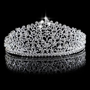 Роскошная свадебная Корона сверкающий горный хрусталь кристаллы Roayal свадебные короны Кристалл аксессуары для волос День Рождения тиары Quinceaner 16 * 6 см