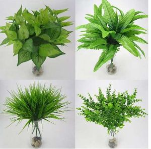 Plantas artificiais para plantas de decoração plantas artificiais ao ar livre flor falsa folha folha de folha Bush Home Office Decor