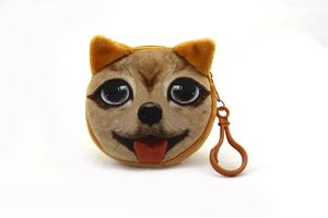 Moeda bolsas carteira senhoras 3d gatos bonito rosto animal grande mudança de rosto moda bonito pequeno zíper saco para mulher chrismas 2019 mudança pu263i