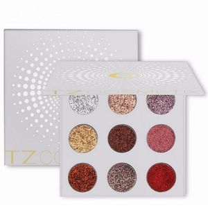 TZ 9 Colors Glitters Eye shdow Palette Rainbow Diamond Pressed Glitters Eyeshadows Palette Cosmetic Make Up Glitterinjections 120pcs/lot DHL