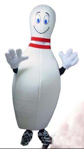 2018 Hot sale WHITE Bowling PIN mascot costumes 100% real picture adults christmas Halloween Outfit Fancy Dress Suit Free Shipping