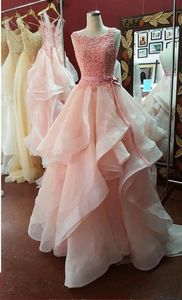 Beautiful Pink Ball Gown Backless Prom Dresses Long Formal Women Party Dress Evening Gowns vestido de festa longo