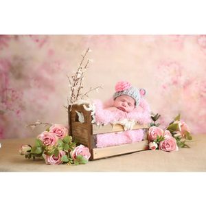 Nyfödd baby shower fotografi bakgrund vintage bokeh rosa blommor barn barn flicka blommig bakgrund för fotostudio