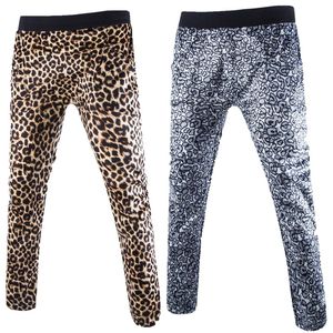 2018 moda tendência leopardo Skinny Man Pants Elastic cintura ativa leggings cáqui cinza Slim Fit calças